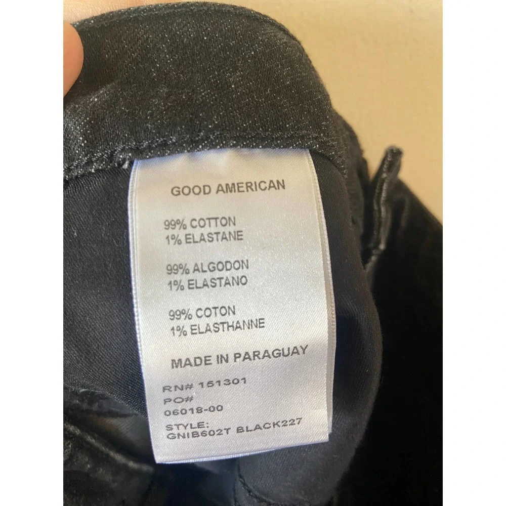 Black Denim Bermuda Shorts High Rise Raw Hem Good American Good 90s 00 24 New